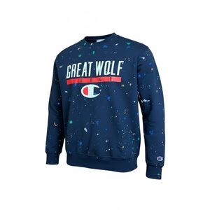 Champion Men's Crewneck Sweater - Navy with Multicolor Accents